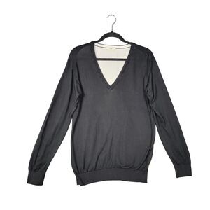 EDUN Black Cream Colorblock V Neck Drop Shoulder Long Sleeve Sweater SIZE MEDIUM